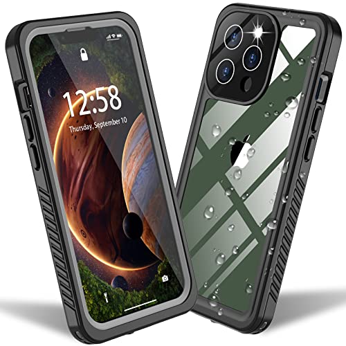 ANTSHARE Schutzhülle für iPhone 13 Pro Wasserdicht, 13 Pro hülle stoßfest mit integriertem Bildschirmschutz 360 Full Body Heavy Protective Rugged Case für iPhone 13 Pro - schwarz von ANTSHARE