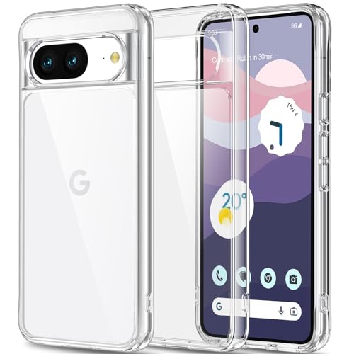 ANTSHARE für Google Pixel 8 Hülle, [Anti-Vergilbung] [Stoßfest] Transluzente Hard PC Back TPU Gummi Soft Skin Silikon Schutzhülle für Pixel 8, Anti-Scratch Clear Back (HD Clear) von ANTSHARE