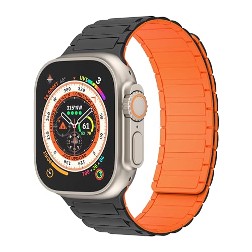 ANVEY Magnetverschluss Armband Kompatibel mit Apple Watch Armband Magnetisch 49mm 45mm 44mm 42mm, Silikon Magnetbänder für iWatch Ultra 2 Serie 9/8/7/6/5/3/SE von ANVEY