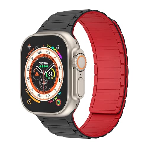 ANVEY Magnetverschluss Armband Kompatibel mit Apple Watch Armband Magnetisch 49mm 45mm 44mm 42mm, Silikon Magnetbänder für iWatch Ultra 2 Serie 9/8/7/6/5/3/SE von ANVEY