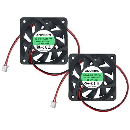 ANVISION Bürstenloser Lüfter, 60 mm x 15 mm, DC 12 V, Dual-Kugellager, 60 mm x 15 mm, Desktop, Laptop, 2 Stück von ANVISION