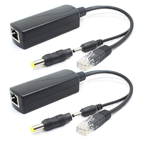 ANVISION 2er Pack 5V PoE Splitter, Adapter von 48 V auf 5 V, 2,4 A, Stecker 3,5 mm x 1,35 mm, 5,5 mm x 2,1 mm, IEEE 802.3af-konform, für IP-Kameras und mehr von ANVISION