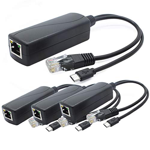 ANVISION 4er Pack 5V PoE Splitter, 48V auf 5V 2.4A Adapter mit Micro USB Stecker, IEEE 802.3af kompatibel, für IP Kamera, Tablets, Dropcam oder Raspberry Pi und mehr, AV-PS05-1 ANVISION 4er Pack 5V PoE Splitter, 48V auf 5V 2.4A Adapter mit Micro USB Stecker, IEEE 802.3af kompatibel, für IP Kamera, Tablets, Dropcam oder Raspberry Pi und mehr, AV-PS05-1 von ANVISION