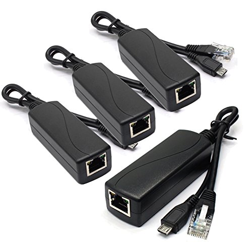 ANVISION 4er Pack Active 5V 2.4A PoE Splitter, 10/100 Mbps, IEEE 802.3af konform Micro USB 48V bis 5V / 2.4A für Dropcam oder Raspberry Pi, IPC, IP Kamera und mehr ANVISION 4er Pack Active 5V 2.4A PoE Splitter, 10/100 Mbps, IEEE 802.3af konform Micro USB 48V bis 5V / 2.4A für Dropcam oder Raspberry Pi, IPC, IP Kamera und mehr von ANVISION
