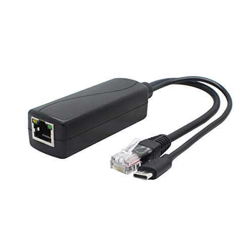 ANVISION 5V Gigabit PoE Splitter, USB Typ C, 48V auf 5V 2.4A Adapter, IEEE 802.3af konform von ANVISION