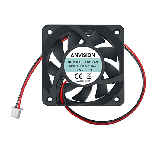 ANVISION Bürstenloser Lüfter, 60 mm x 15 mm, Gleichstrom, 24 V, Dual-Kugellager von ANVISION