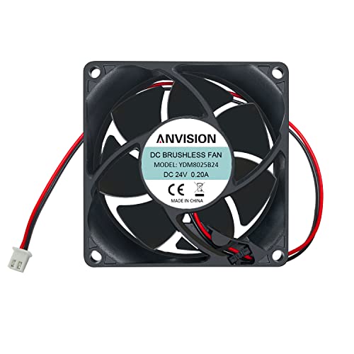 ANVISION 80 mm x 25 mm Bürstenloser Lüfter, Gleichstrom, 24 V, Dual-Kugellager, 2-polig, für Server von ANVISION