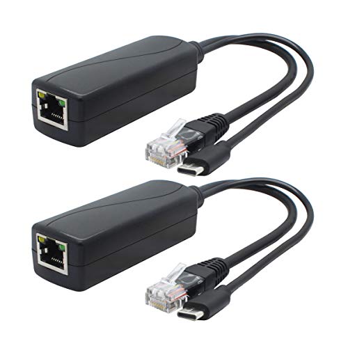 ANVISION PoE-Splitter, 5 V, USB Typ C, 48 V auf 5 V, 2,4 A, IEEE 802.3af-konform, 10/100 Mbit/s, 2 Stück von ANVISION