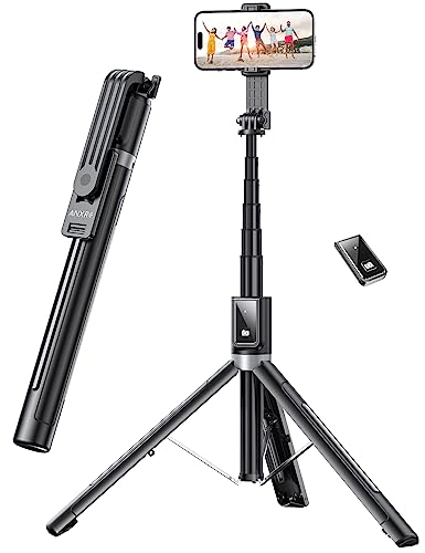 ANXRE Selfie Stick mit Verbessertem Stativ-150cm Handy Stativ für Smartphone Abnehmbarer Fernauslöser, Hochbelastbarem Aluminium Handystativhalter Kompatibel iPhone/Samsung/Action-Kamera, ANXST04 von ANXRE