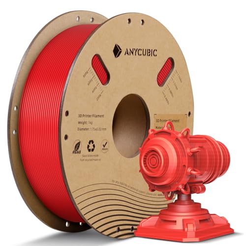 ANYCUBIC PLA+ Filament 1.75mm, PLA Plus 3D Drucker Filament, Hohe Zähigkeit, RFID für Intelligentes Drucken, 1KG Rot von ANYCUBIC