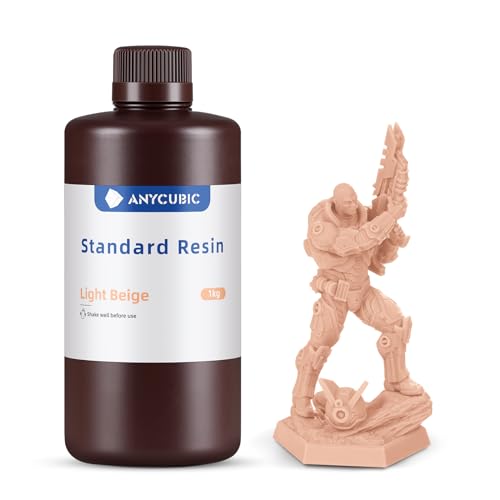 ANYCUBIC 3D Drucker Resin, UV 405nm Standard Rapid Photopolymer Resin, mit Hoher Genauigkeit und Schneller Aushärtung und Hervorragender Fließfähigkeit für den LCD DLP 3D Printer (Beige,1000g) von ANYCUBIC