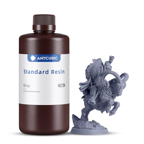 ANYCUBIC 3D Drucker Resin, UV 405nm Standard Rapid Photopolymer Resin, mit Hoher Genauigkeit und Schneller Aushärtung und Hervorragender Fließfähigkeit für den LCD DLP 3D Printer (Grau,1000g) von ANYCUBIC