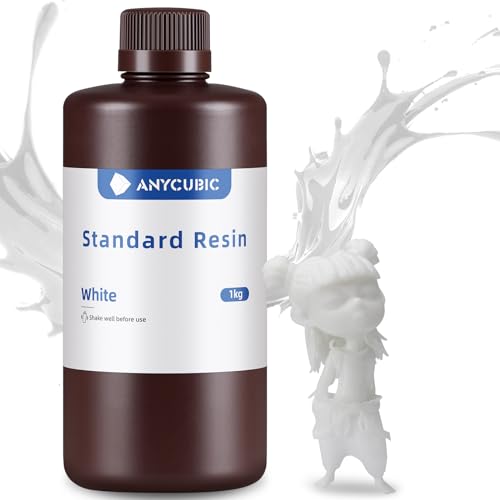 ANYCUBIC 3D Drucker Standard Resin 1000g, UV 405nm Rapid Photopolymer Resin, mit Hoher Genauigkeit und Schneller Aushärtung und Hervorragender Fließfähigkeit für LCD 3D Drucker, Weiß von ANYCUBIC