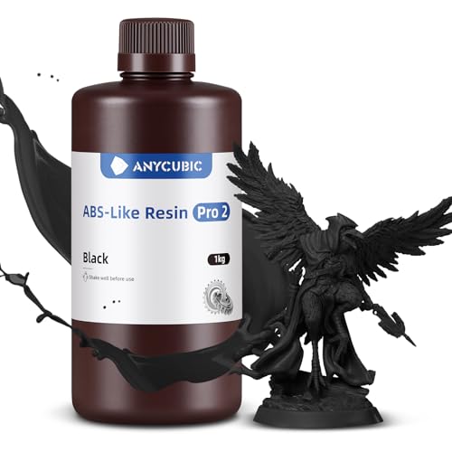 ANYCUBIC ABS-Like Resin Pro 2 3D Drucker Resin mit erhöhter Festigkeit und Zähigkeit, Geringe Schrumpfung, Hochpräzises 405 nm UV-härtendes Harz für allen LCD/DLP/SLA Resin 3D Druckern, Schwarz 1kg von ANYCUBIC