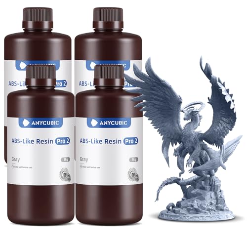 ANYCUBIC ABS-Like Resin Pro 2 3D Drucker Resin mit erhöhter Festigkeit und Zähigkeit, Geringe Schrumpfung, Hochpräzises 405 nm UV-härtendes Harz für allen Resin 3D Druckern, Grau 1kg, 4pcs ANYCUBIC ABS-Like Resin Pro 2 3D Drucker Resin mit erhöhter Festigkeit und Zähigkeit, Geringe Schrumpfung, Hochpräzises 405 nm UV-härtendes Harz für allen Resin 3D Druckern, Grau 1kg, 4pcs von ANYCUBIC