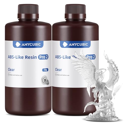 ANYCUBIC ABS-Like Resin Pro 2 3D Drucker Resin mit erhöhter Festigkeit und Zähigkeit, Geringe Schrumpfung, Hochpräzises 405 nm UV-härtendes Harz für allen Resin 3D Druckern, Transluzent 1kg, 2pcs ANYCUBIC ABS-Like Resin Pro 2 3D Drucker Resin mit erhöhter Festigkeit und Zähigkeit, Geringe Schrumpfung, Hochpräzises 405 nm UV-härtendes Harz für allen Resin 3D Druckern, Transluzent 1kg, 2pcs von ANYCUBIC