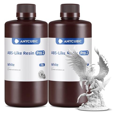 ANYCUBIC ABS-Like Resin Pro 2 3D Drucker Resin mit erhöhter Festigkeit und Zähigkeit, Geringe Schrumpfung, Hochpräzises 405 nm UV-härtendes Harz für allen Resin 3D Druckern, Weiß 1kg, 2pcs ANYCUBIC ABS-Like Resin Pro 2 3D Drucker Resin mit erhöhter Festigkeit und Zähigkeit, Geringe Schrumpfung, Hochpräzises 405 nm UV-härtendes Harz für allen Resin 3D Druckern, Weiß 1kg, 2pcs von ANYCUBIC