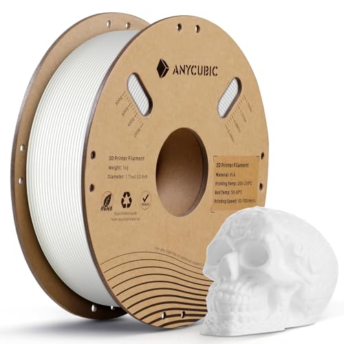 ANYCUBIC Filament 1.75 PLA Weiß, 1KG 3D Drucker Filament PLA Präzision 1,75 mm +/- 0,02 mm, RFID für Intelligentes Drucken von ANYCUBIC