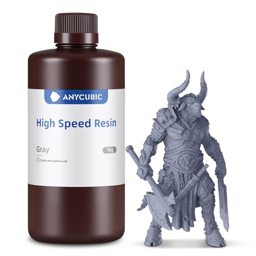 ANYCUBIC High Speed 3D Drucker Resin, Bis zu 3 Mal schneller drucken, speziell für Anycubic Photon Mono M5s, Niedrigviskos und Stabil (Grau, 1kg) von ANYCUBIC