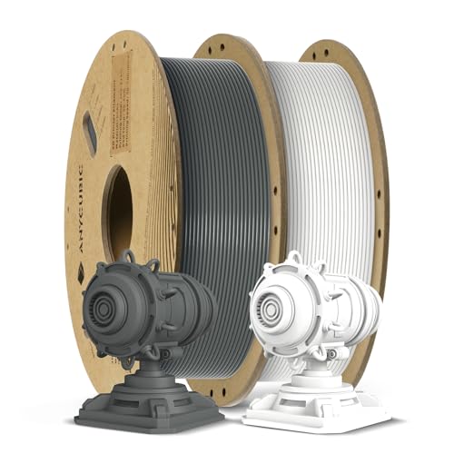 ANYCUBIC PLA+ Filament 1.75mm, PLA Plus 3D Drucker Filament 2kg, Maßgenauigkeit +/-0,02mm, Hohe Zähigkeit und Präzision -3D-Druckmaterialien, RFID für Intelligentes Drucken, Weiß&Grau von ANYCUBIC