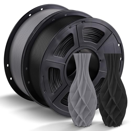 ANYCUBIC PLA Filament 1.75mm, 3D Drucker Filament PLA 2kg, Filament 3d Druckmaterialien für FDM 3D-Drucker, Vakuumverpackung Ordentliche Spule, Schwarz & Grau von ANYCUBIC