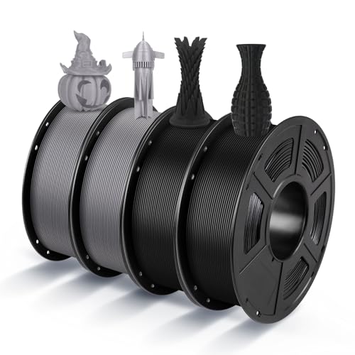 ANYCUBIC PLA Filament 1.75mm, 4KG 3D Drucker Filament PLA Maßgenauigkeit +/- 0,02 mm, Blasenfreies und Abbaubares Material für die meisten FDM 3D-Drucker, Schwarz&Grau(4PCS) von ANYCUBIC