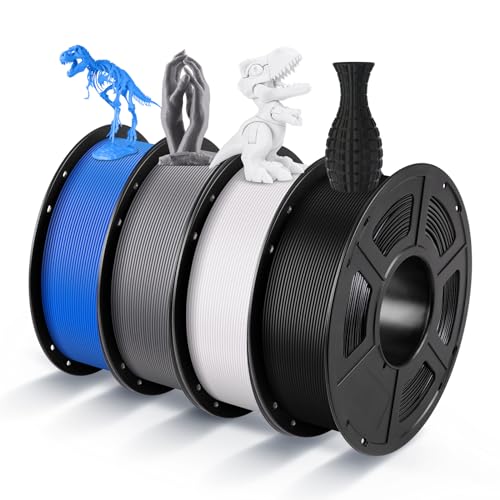 ANYCUBIC PLA Filament 1.75mm, 4KG 3D Drucker Filament PLA Maßgenauigkeit +/- 0,02 mm, Blasenfreies und Abbaubares Material für die meisten FDM 3D-Drucker,Schwarz&Weiß&Grau&Blau(4PCS) von ANYCUBIC