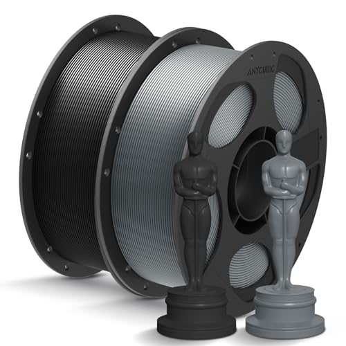 ANYCUBIC Refill PLA Plus und Spool Kit, PLA+ Filament 1.75mm, RFID 3D Drucker Filament für Intelligentes Drucken, 2KG Schwarz Grau von ANYCUBIC