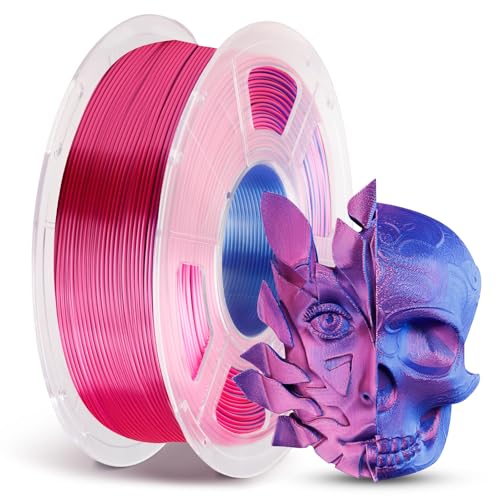 ANYCUBIC Silk PLA Filament, Dual Color PLA Silk Filament 1,75mm, 360° Farbwechsel 3D Drucker Filament, Seidentexturen Prächtige Farbe 1KG Rot Blau von ANYCUBIC