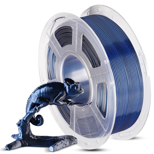 ANYCUBIC Silk PLA Filament, Dual Color PLA Silk Filament 1,75mm, 360° Farbwechsel 3D Drucker Filament, Seidentexturen Prächtige Farbe 1KG Schwarz Blau von ANYCUBIC