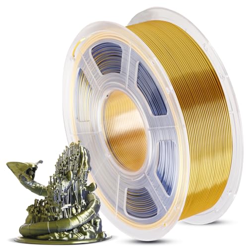 ANYCUBIC Silk PLA Filament, Dual Color PLA Silk Filament 1,75mm, 360° Farbwechsel 3D Drucker Filament, Seidentexturen Prächtige Farbe 1KG Schwarz Gold von ANYCUBIC