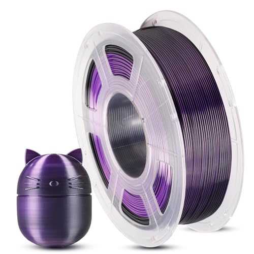 ANYCUBIC Silk PLA Filament, Dual Color PLA Silk Filament 1,75mm, 360° Farbwechsel 3D Drucker Filament, Seidentexturen Prächtige Farbe 1KG Schwarz Lila von ANYCUBIC