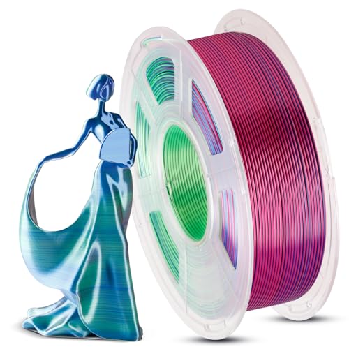 ANYCUBIC Silk PLA Filament, Tri Color PLA Silk Filament 1,75mm, 360° Farbwechsel 3D Drucker Filament, Seidentexturen Prächtige Farbe 1KG Blau Grün Lila von ANYCUBIC