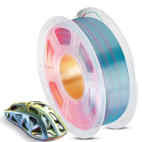 ANYCUBIC Silk PLA Filament, Tri Color PLA Silk Filament 1,75mm, 360° Farbwechsel 3D Drucker Filament, Seidentexturen Prächtige Farbe 1KG Rot Gelb Grün von ANYCUBIC