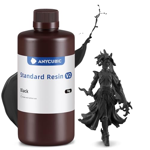 Standard Resin V2 1000g, ANYCUBIC 3D Drucker Resin, 405nm LCD SLA Rapid UV Aushärtung Resin, Hochpräzises und schnelles Photopolymer Harz für LCD/DLP/SLA 3D Druck, Schwarz von ANYCUBIC