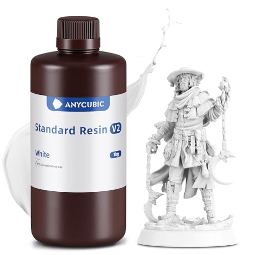 Standard Resin V2 1000g, ANYCUBIC 3D Drucker Resin, 405nm LCD SLA Rapid UV Aushärtung Resin, Hochpräzises und schnelles Photopolymer Harz für LCD/DLP/SLA 3D Druck, Weiß von ANYCUBIC