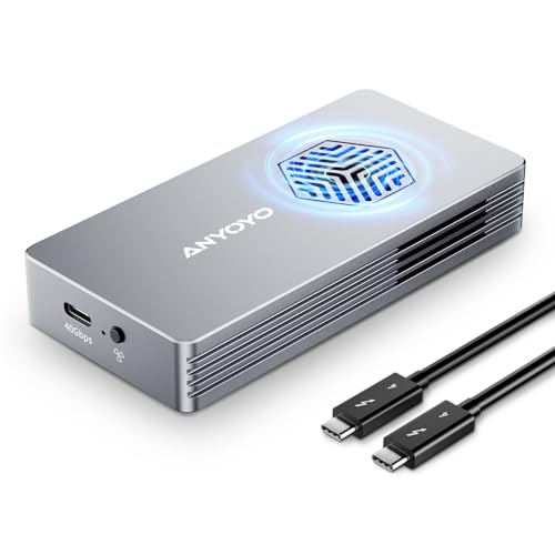 40Gbps M.2 NVMe SSD Gehäuse mit Lüfter, ANYOYO NVMe Gehäuse für Thunderbolt 4/3,USB4 M.2 SSD Gehäuse für PCIe 2280 M-Key (B+M Key), USB C Aluminium SSD Gehäuse kompatibel für USB 4/3,2/3,1/3,0/2,0 von ANYOYO