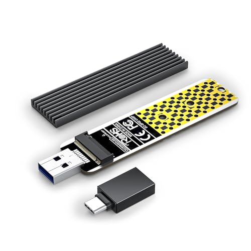 NVMe Gehäuse, ANYOYO 10 Gbps USB 3.2 Gen2 M2 SSD Gehäuse USB C SSD M2 Gehäuse für NVMe PCIe M-Key /B+M Key NVMe USB Adapter für USB 3.2/3.1/3.0/2.0 Werkzeugloser M2 SSD Adapter für 2242 2260 2280 SSD von ANYOYO