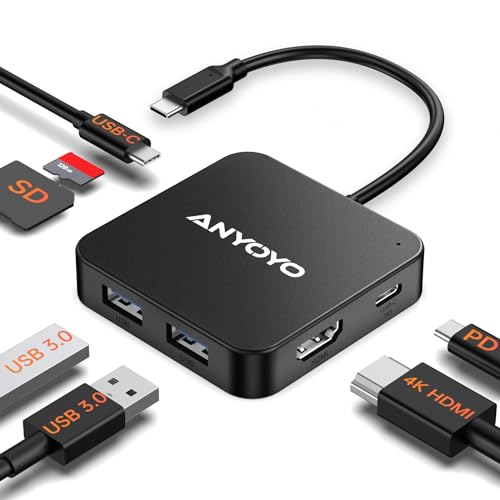 USB C Hub, 7-in-1 USB C Hdmi Adapter mit 4K-HDMI, 1 USB C Datenanschluss, 100W PD Schnellladung, SD/TF Kartenleser, 2 USB 3.0 5Gbps Anschlüsse,USB C Hub Hdmi für MacBook Air/Pro von ANYOYO