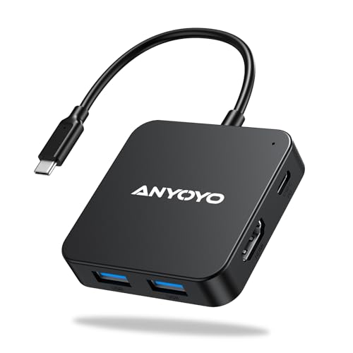 USB C Hub, USB C Hdmi Adapter mit 4K 30 Hz HDMI, 100 W PD, 3 USB A 3.0, 1 USB C für MacBook Pro/Air, USB C Hub Hdmi für MacBook Air/Pro und andere USB C Geräte, leichteres USB C Dockingstation von ANYOYO