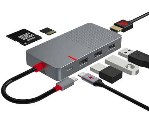 ANYPLUS USB C Hub, 7 in 1 Laptop Docking Station，USB Verteiler with 4K HDMI, 3 Ports USB 3.0, TF/SD Kartenleser, 100W PD Ladegerät, USB Hub für MacBook Pro Air HP XPS Steam Deck Dell Lenovo von ANYPLUS