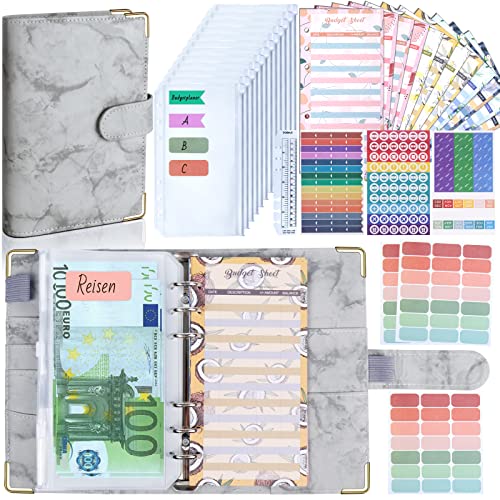 Budget Planner Budget Binder A6 - Budgetplaner Finanzplaner, Bugetplaner Umschlagmethode Haushaltsbuch mit Geldfächer, Geld Organizer Sparbuch mit Folien für Sparen, Geldplaner, Cash Stuffing von ANYUKE