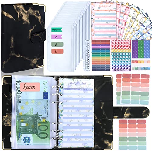 Budget Planner Budget Binder A6 - Budgetplaner Finanzplaner, Bugetplaner Umschlagmethode Haushaltsbuch mit Geldfächer, Geld Organizer Sparbuch mit Folien für Sparen, Geldplaner, Cash Stuffing von ANYUKE