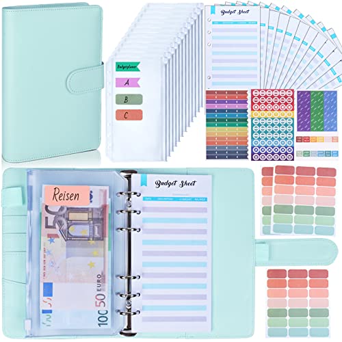 Budget Planner Deutsch Budget Binder - Bugetplaner Haushaltsbuch mit Geldfächer, Finanzplaner Geld Organizer Sparbuch mit Folien für Sparen Sparchallenge Umschlagmethode Geldplaner Cash Stuffing von ANYUKE