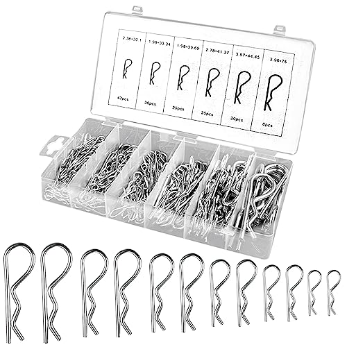 180 Stück Splinte Sortiment R Clips Set,6 Größen Edelstahl Splint Federsplinte Sicherungsklammer Splint,Haltefeder Anhängerkupplung Splinte für LKWs Traktoren Rasenmäher Autos Wohnmobil von ANZOAT