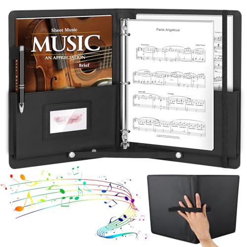 Notenmappe A4,PU Schwarz Chormappe für Musiknoten,Kunstleder mit Handgurt Musikordner mit Innentasche,Notenmappe für Notenblätter Instrumentalist Musiker - Füllmenge max. 200 Blatt Notenmappe A4,PU Schwarz Chormappe für Musiknoten,Kunstleder mit Handgurt Musikordner mit Innentasche,Notenmappe für Notenblätter Instrumentalist Musiker - Füllmenge max. 200 Blatt von AOBOPLE