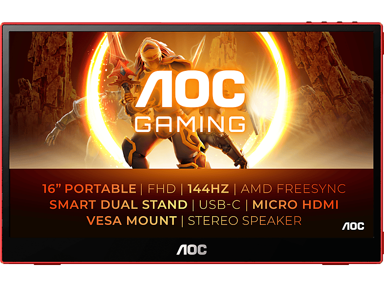 AOC 16G3 15,6 Zoll Full-HD tragbarer Monitor (4 ms Reaktionszeit von AOC