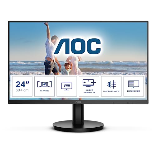 AOC 24B3HM - 24 Zoll Full HD Monitor, Adaptive Sync (1920x1080, 75 Hz, VGA, HDMI 1.4) schwarz von AOC