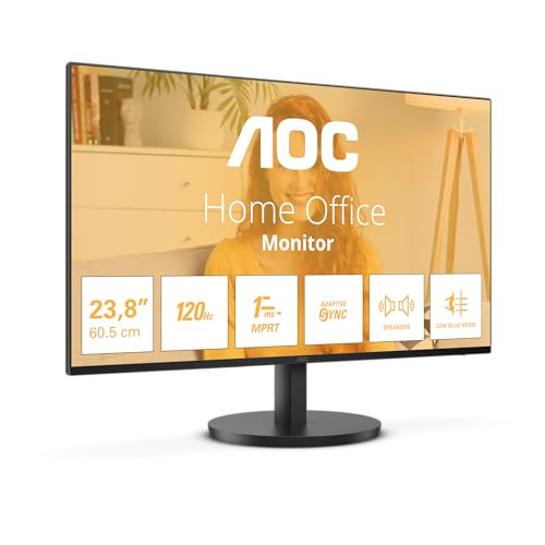 AOC 24B3QA2-24 Zoll Full HD Monitor, 120 Hz, Adaptive Sync., Lautsprecher (1920x1080, 1x D-Sub, 1x HDMI 1.4, 1x DisplayPort 1.2) schwarz von AOC