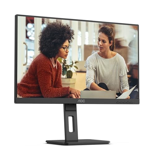 AOC 24E3QAF - 24 Zoll Full HD Monitor, Lautsprecher, höhenverstellbar (1920x1080, 75 Hertz, VGA, HDMI, DisplayPort) schwarz von AOC